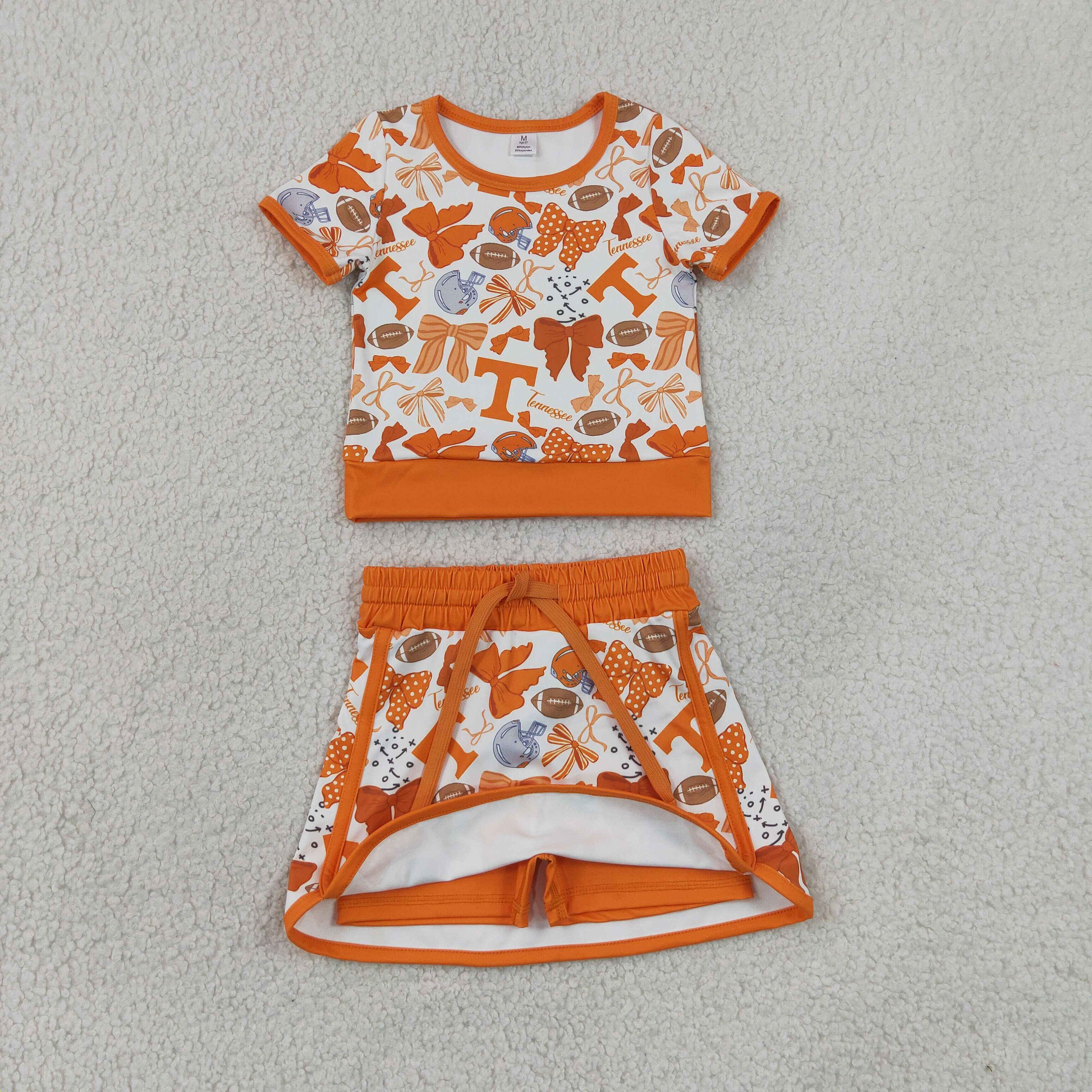 GSD4181  orange team T cheer team print active girl yoga skirt dress