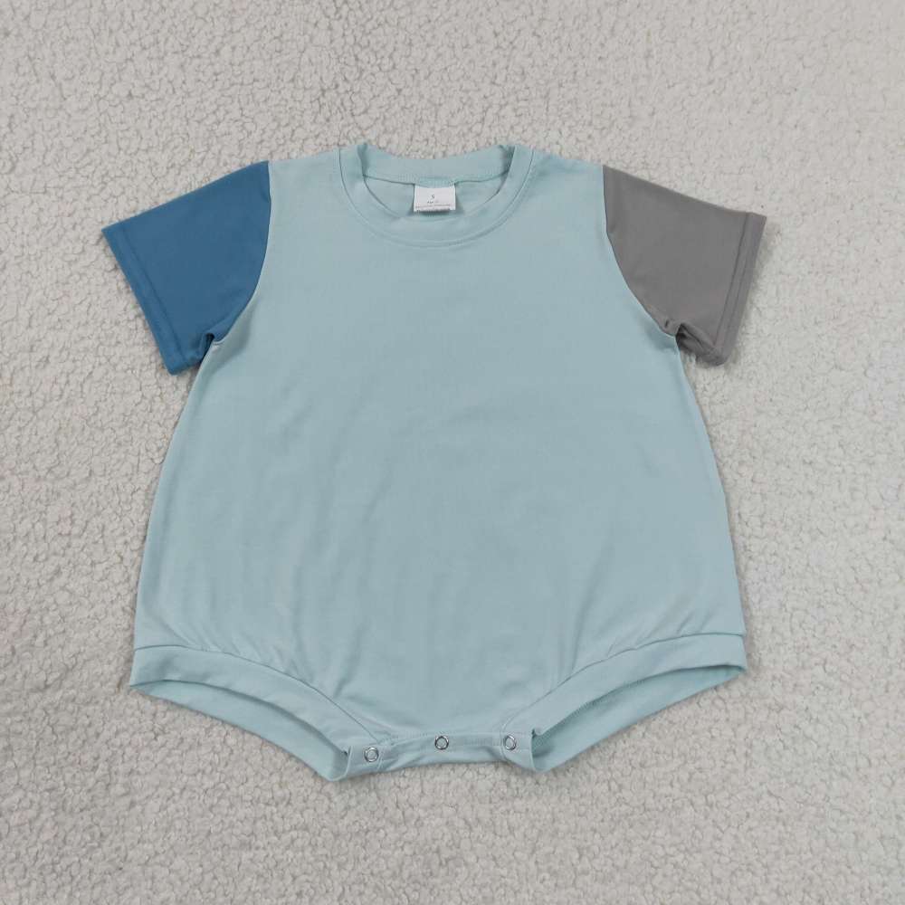 SR4158 Baby Geen grey patchwork short sleeve Rompers