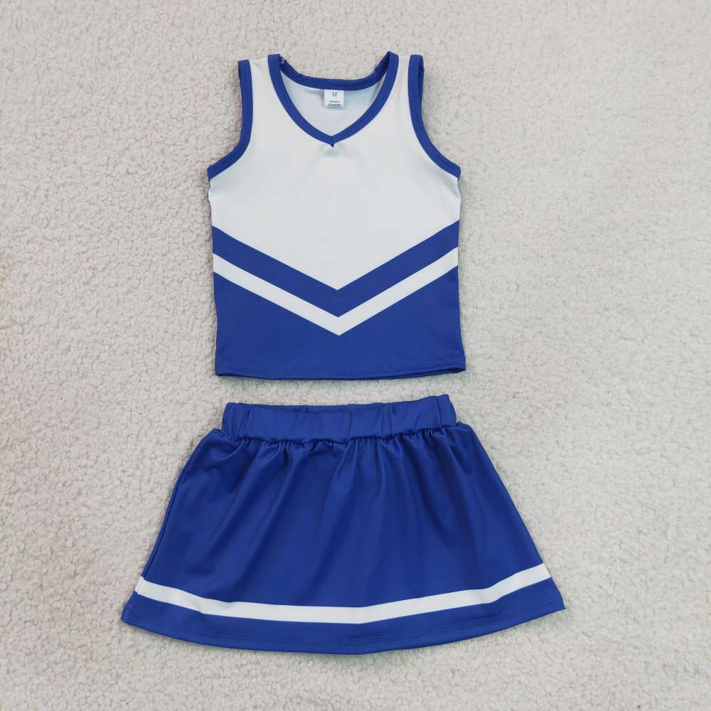 GSD4190 blue White cheer team print active girl yoga skirt dress