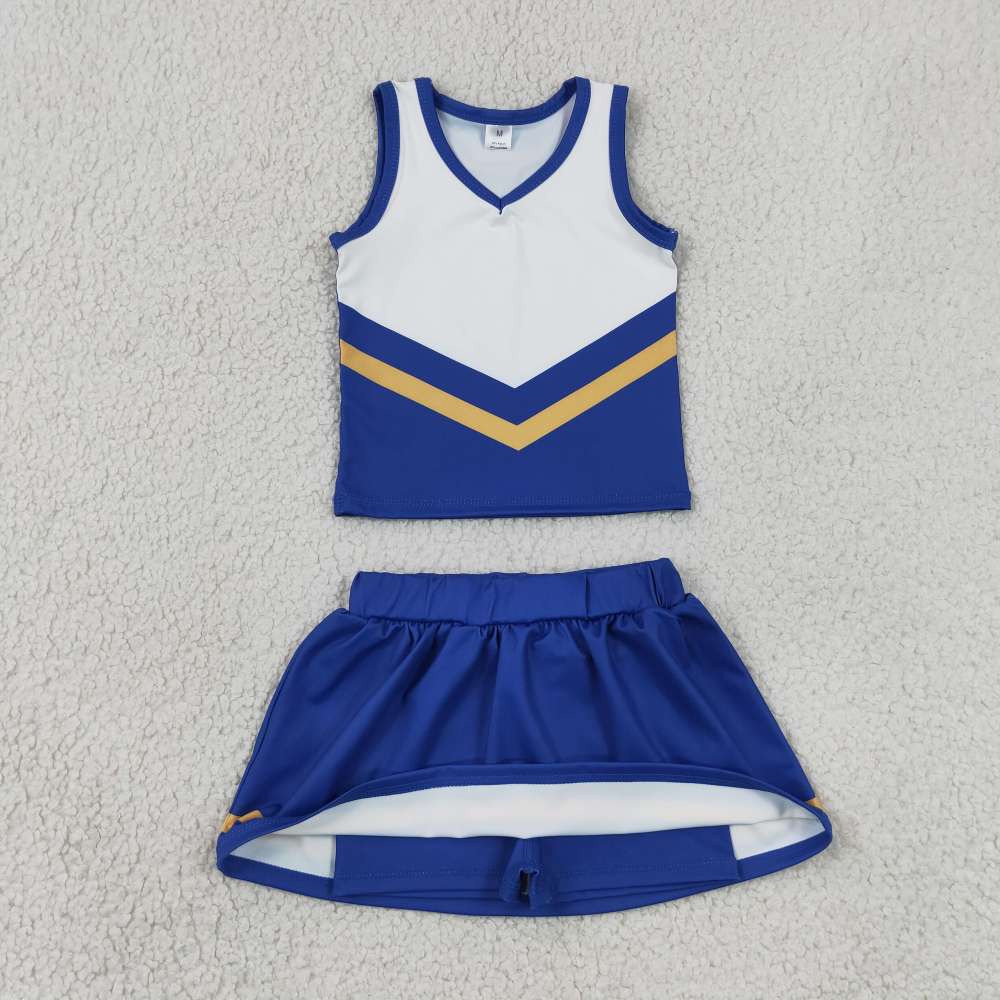 GSD4201  Black yellow cheer team print active girl yoga skirt dress