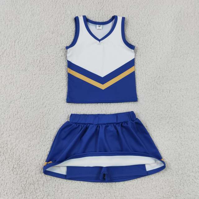 GSD4201  Black yellow cheer team print active girl yoga skirt dress
