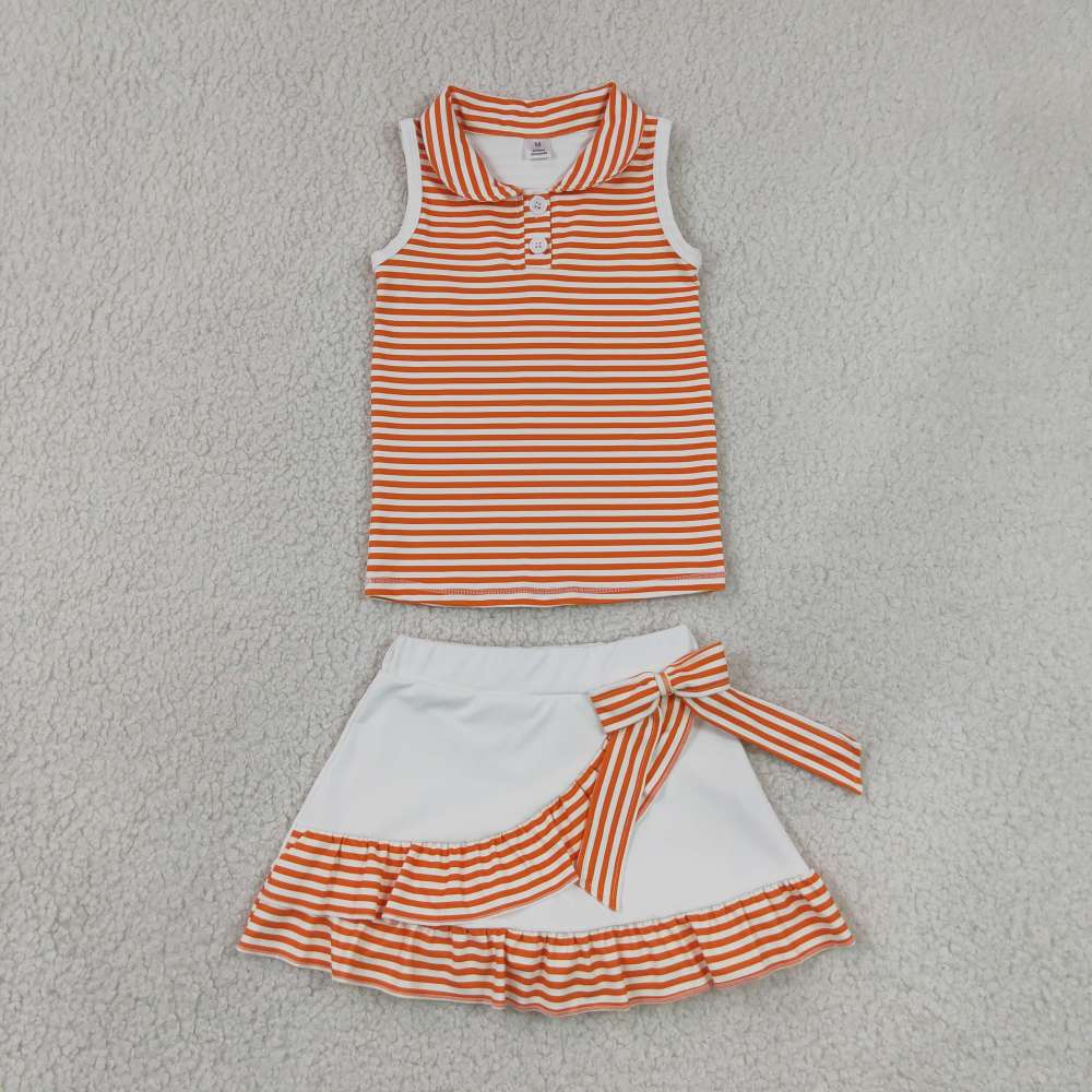 GSD4181  orange team T cheer team print active girl yoga skirt dress