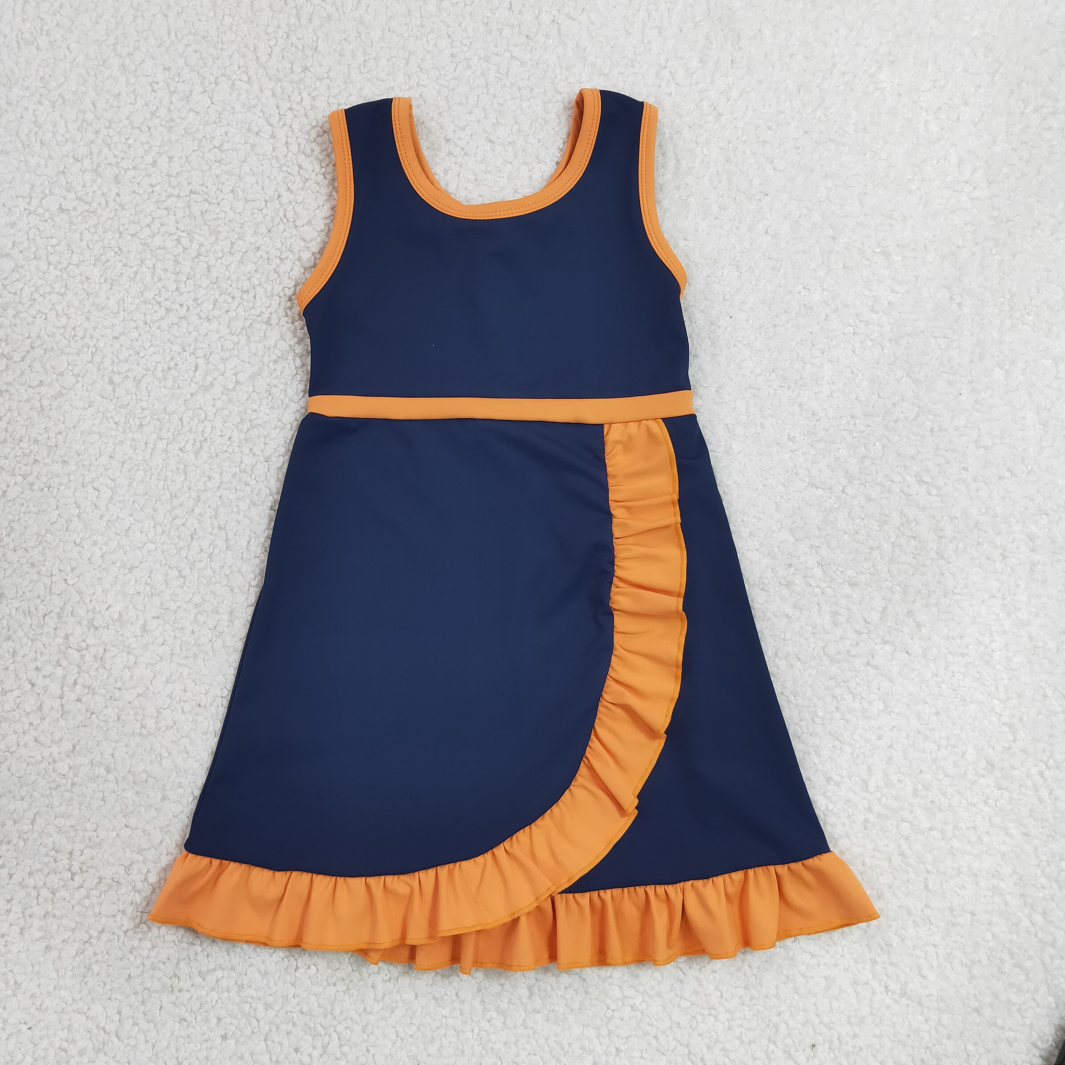 GSD4131 RTS NAVY Orange solid active girl yoga dress