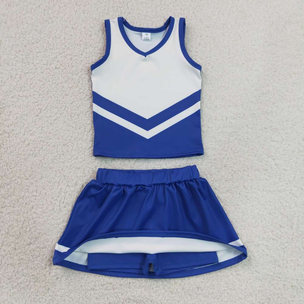 GSD4190 blue White cheer team print active girl yoga skirt dress