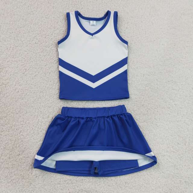 GSD4190 blue White cheer team print active girl yoga skirt dress