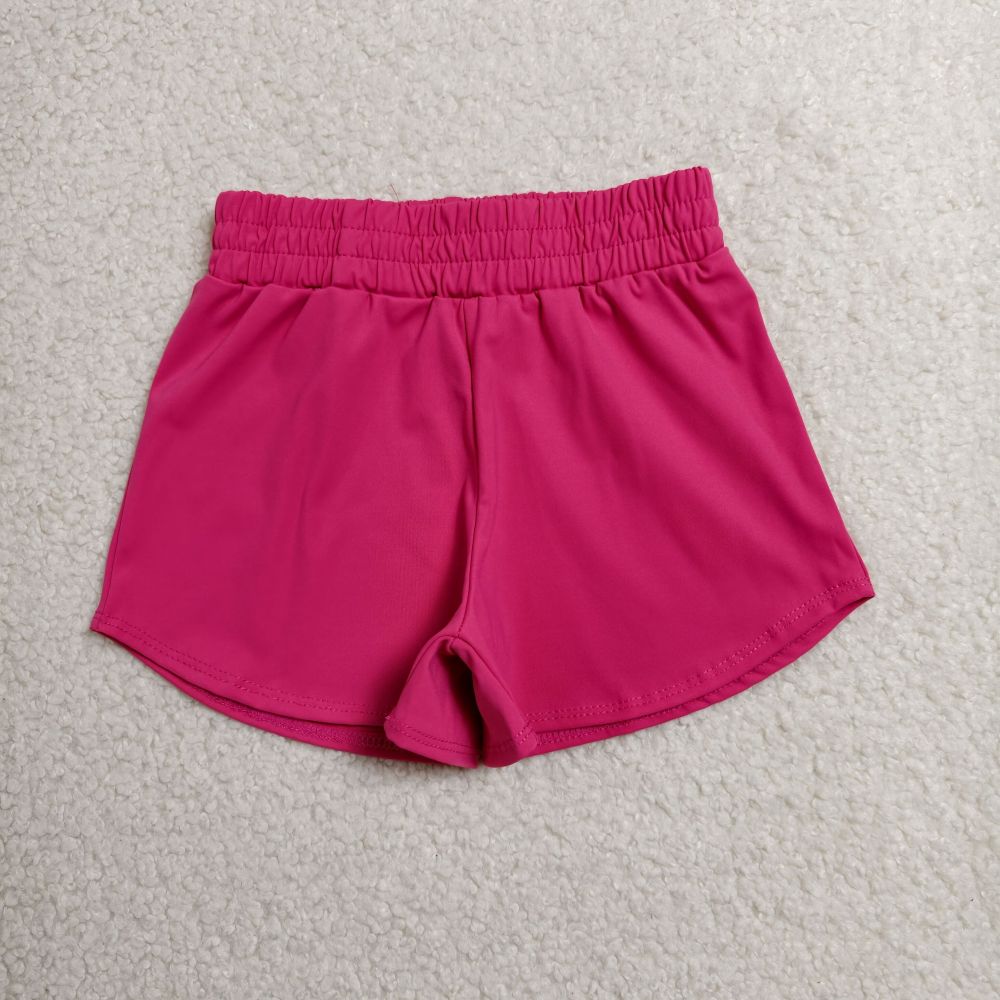 SS0900 Hot pink solid Print girl summer athletic yoga shorts