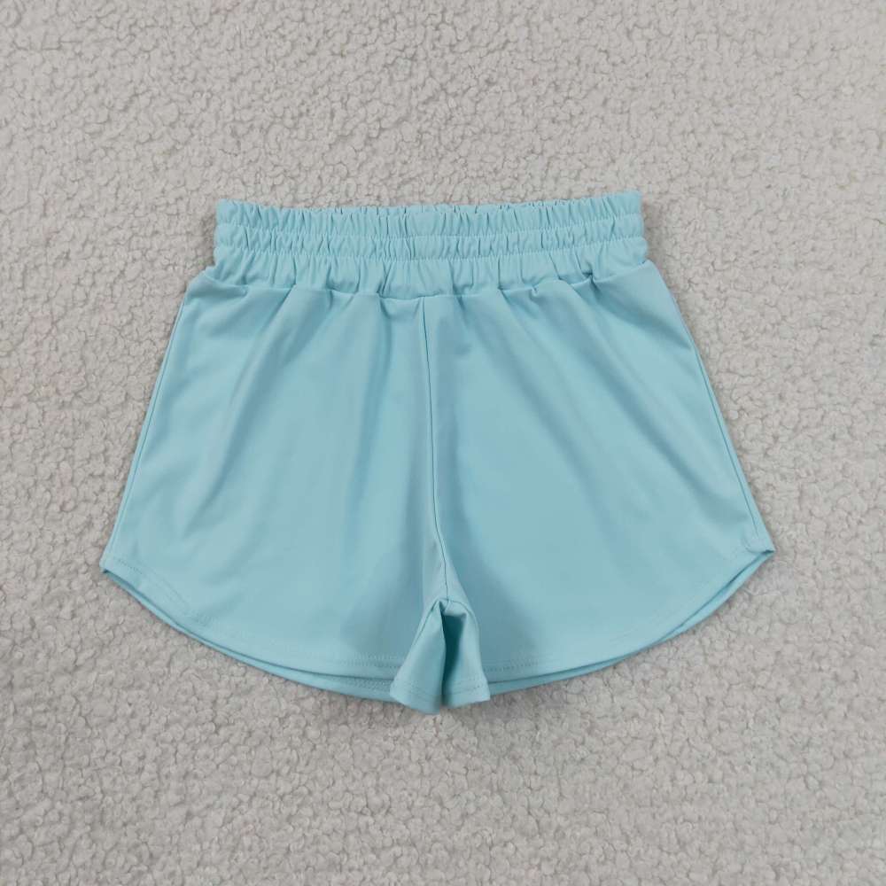 SS0898   Light Blue solid Print girl summer athletic yoga shorts