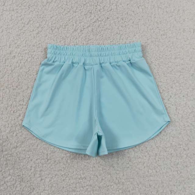 SS0898   Light Blue solid Print girl summer athletic yoga shorts