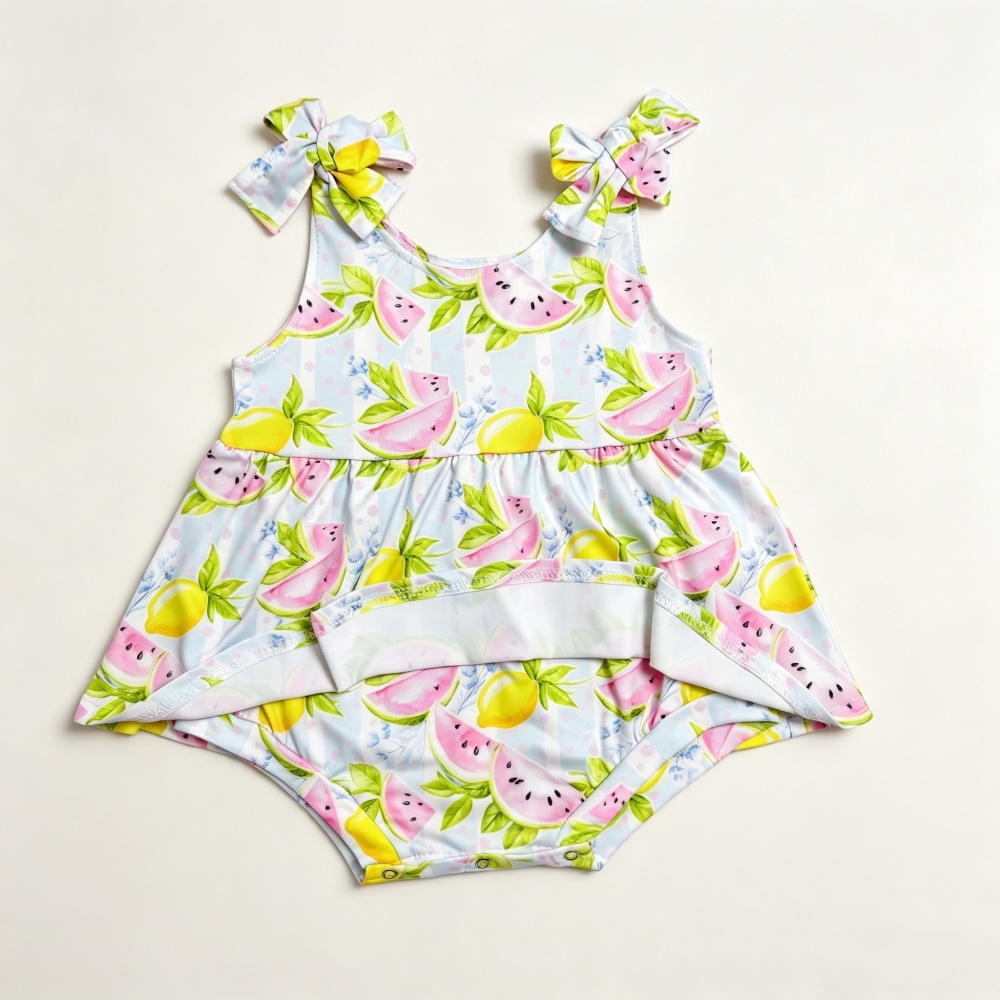 SR4135 RTS Girl Watermelon lemon sleeveless girl romper