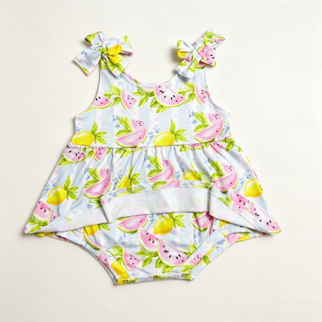 SR4135 RTS Girl Watermelon lemon sleeveless girl romper