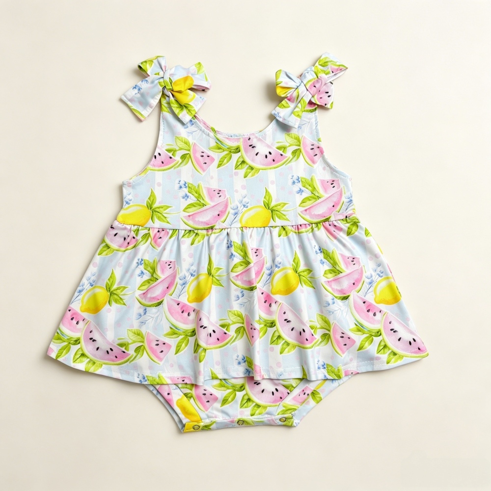 SR4135 RTS Girl Watermelon lemon sleeveless girl romper