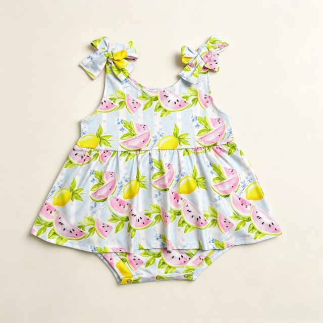 SR4135 RTS Girl Watermelon lemon sleeveless girl romper