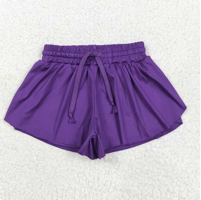 SS0602 Solid purple yoga shorts