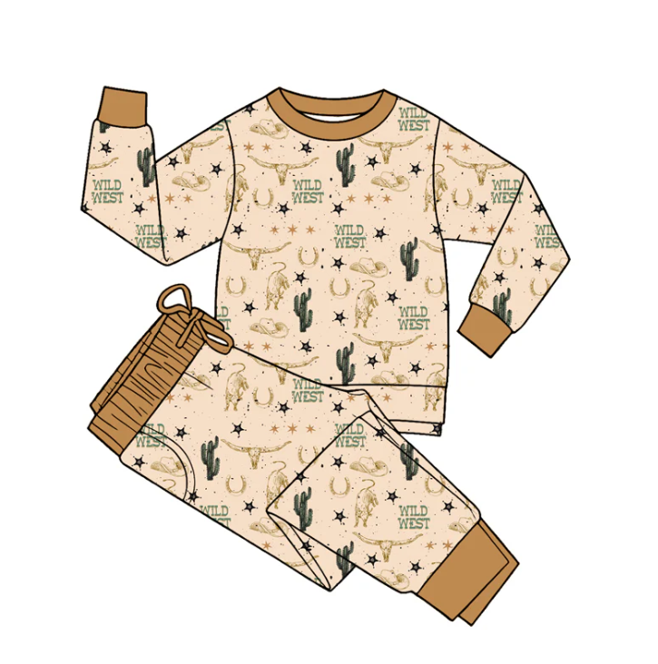 Baby Boys Cows Cactus Top Pockets Jogger Wild West Clothes Sets Preorder