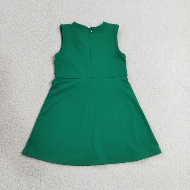 GSD3742 RTS green solid trim print active girl yoga dress