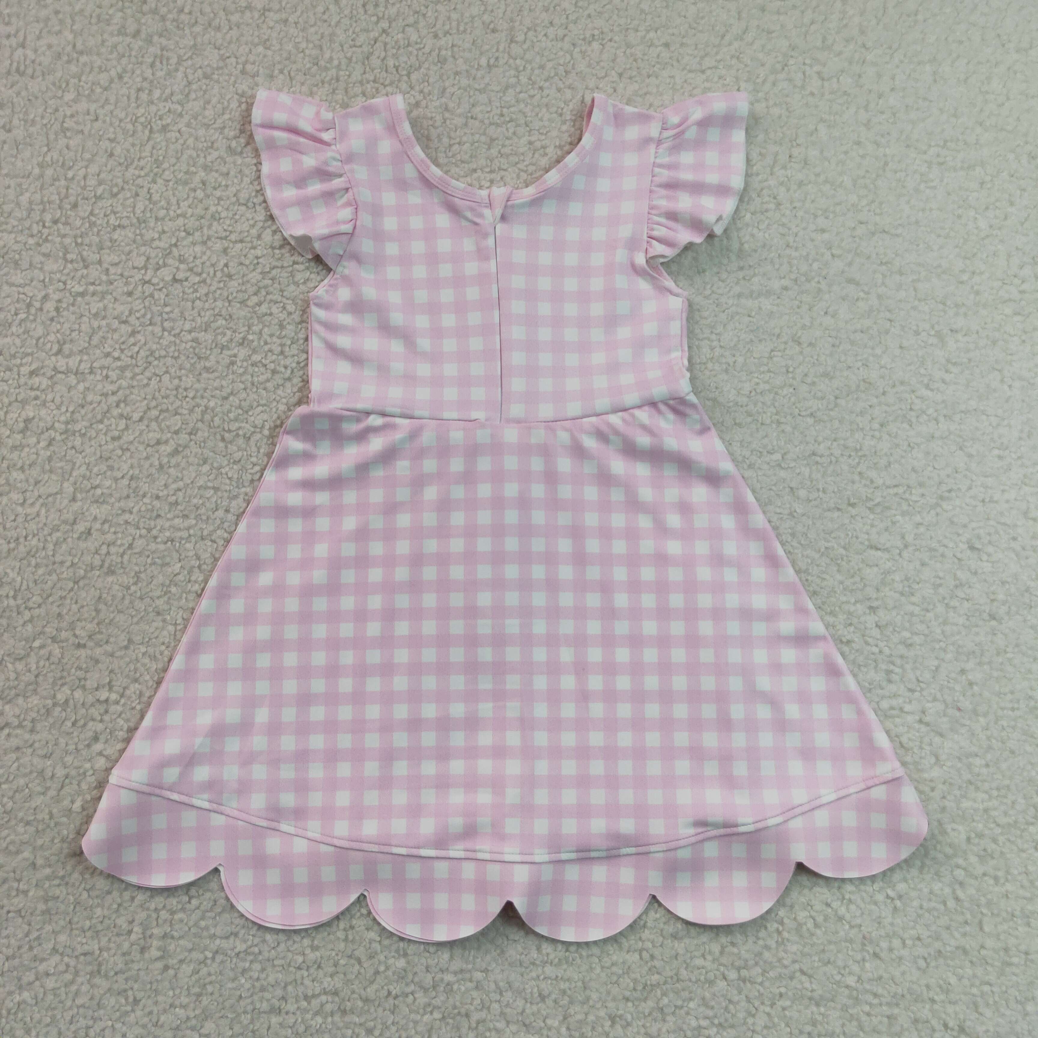 GSD3669  red white plaid print active girl yoga scallop dress