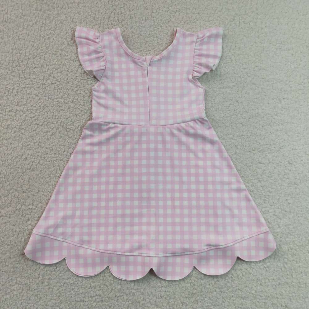 GSD3669  red white plaid print active girl yoga scallop dress