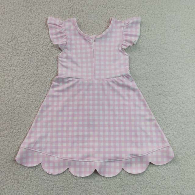 GSD3669  red white plaid print active girl yoga scallop dress