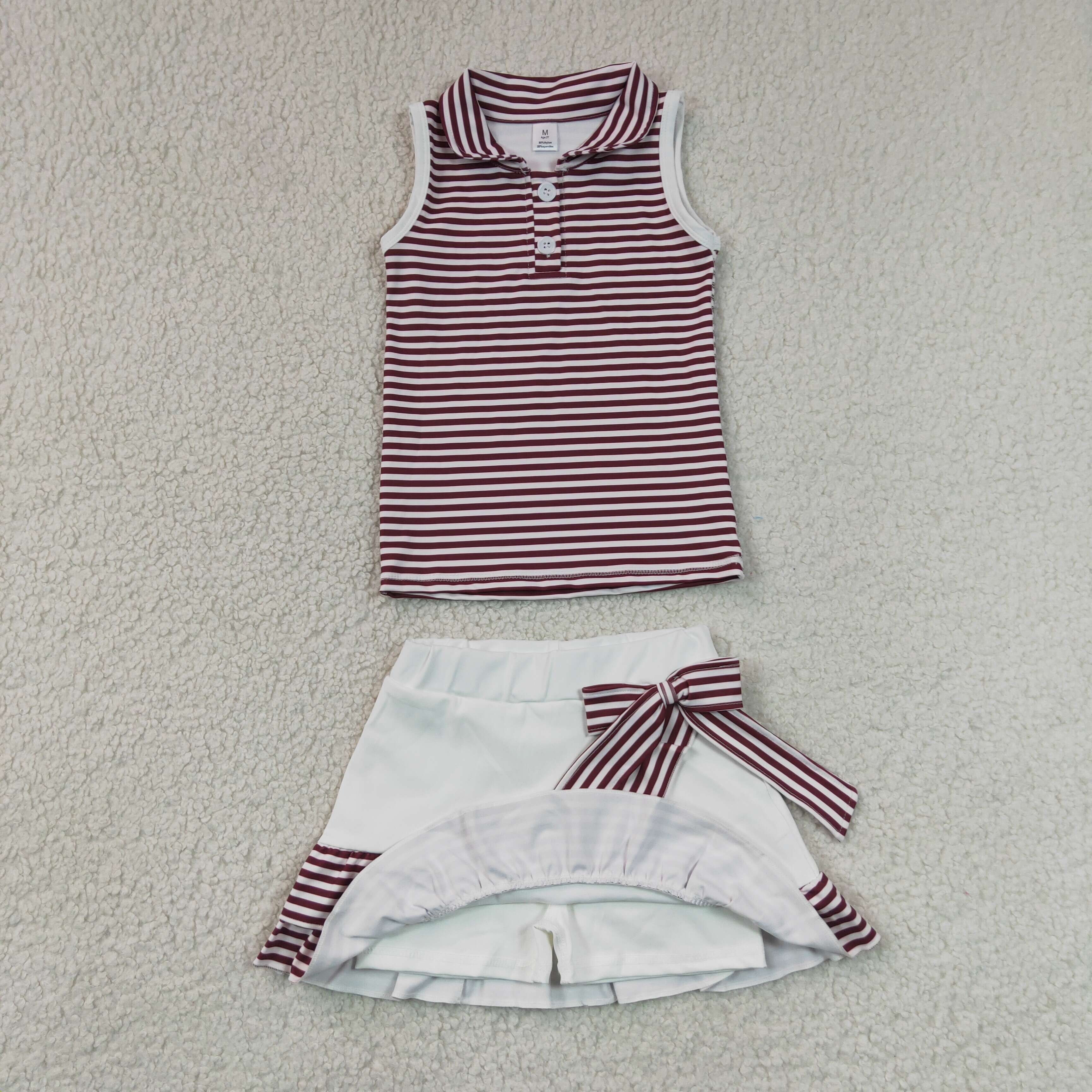 GSD3662 Dark red team print active girl yoga skirt dress