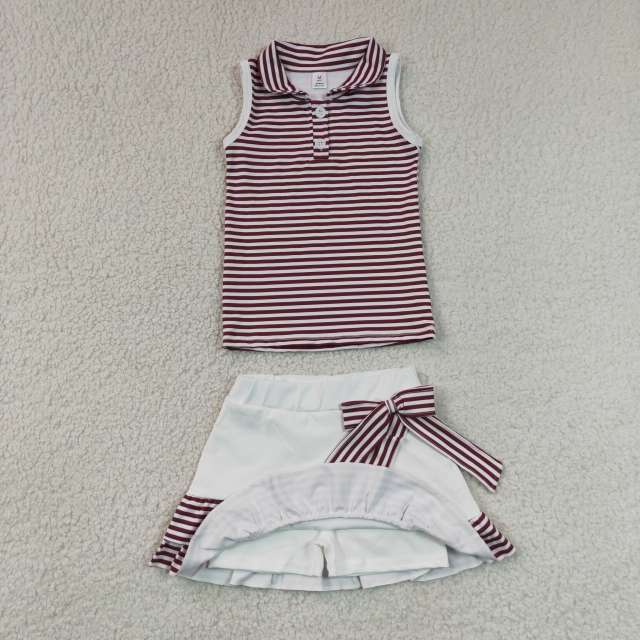 GSD3662 Dark red team print active girl yoga skirt dress