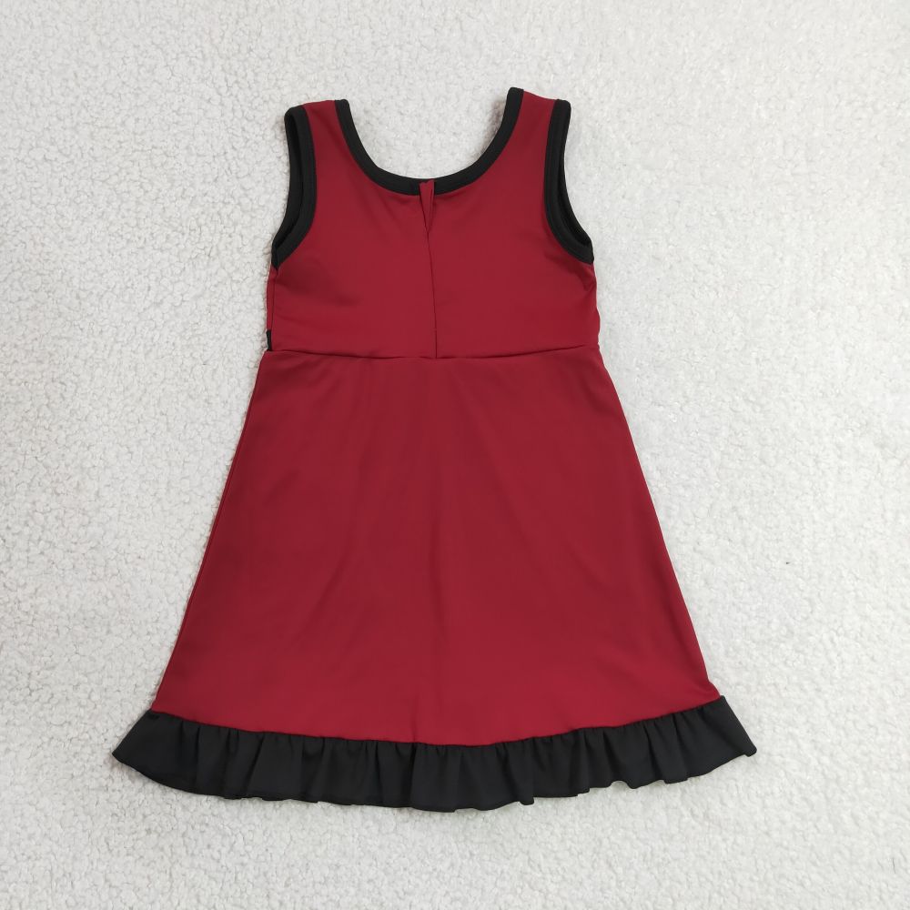 GSD4135 RTS Red black trim print active girl yoga skirt dress