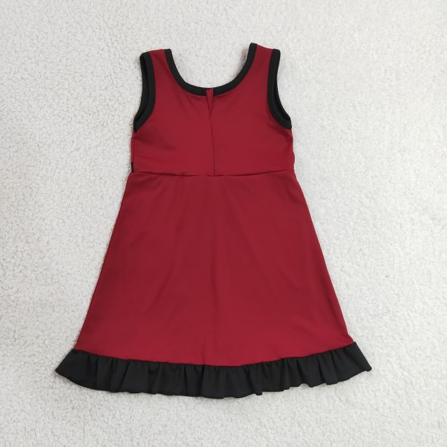 GSD4135 RTS Red black trim print active girl yoga skirt dress