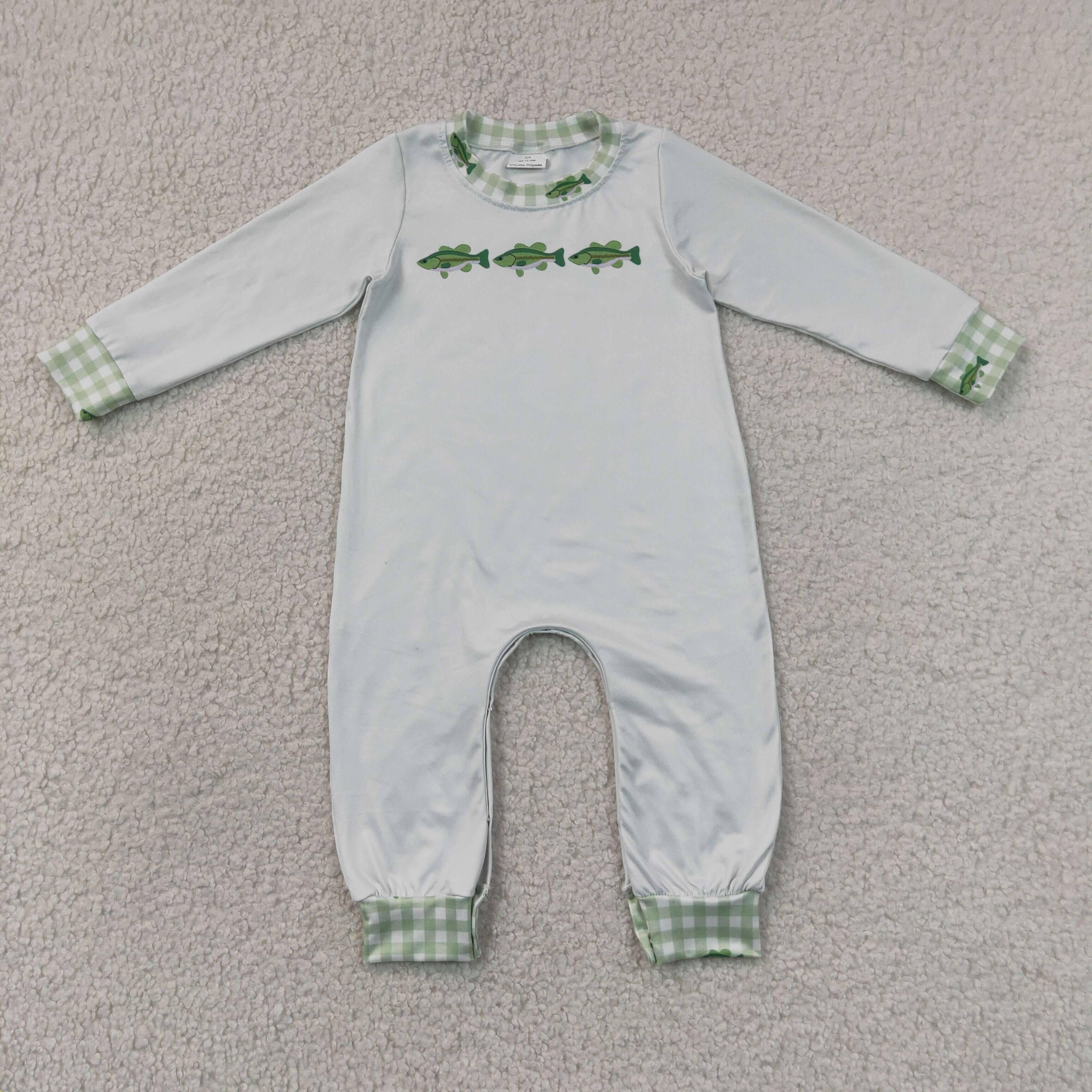 LR3006 Baby Green fishes print Rompers
