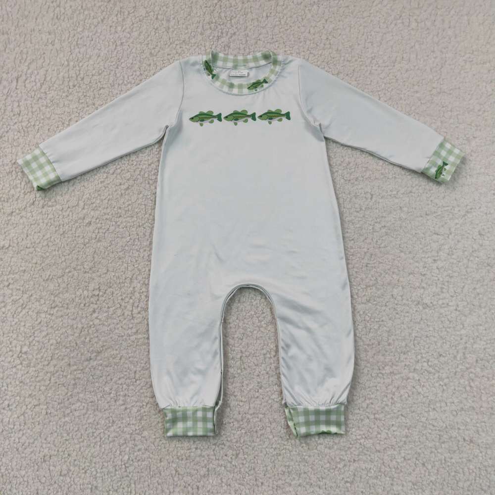 LR3006 Baby Green fishes print Rompers