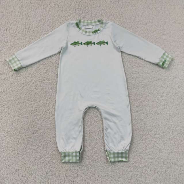 LR3006 Baby Green fishes print Rompers