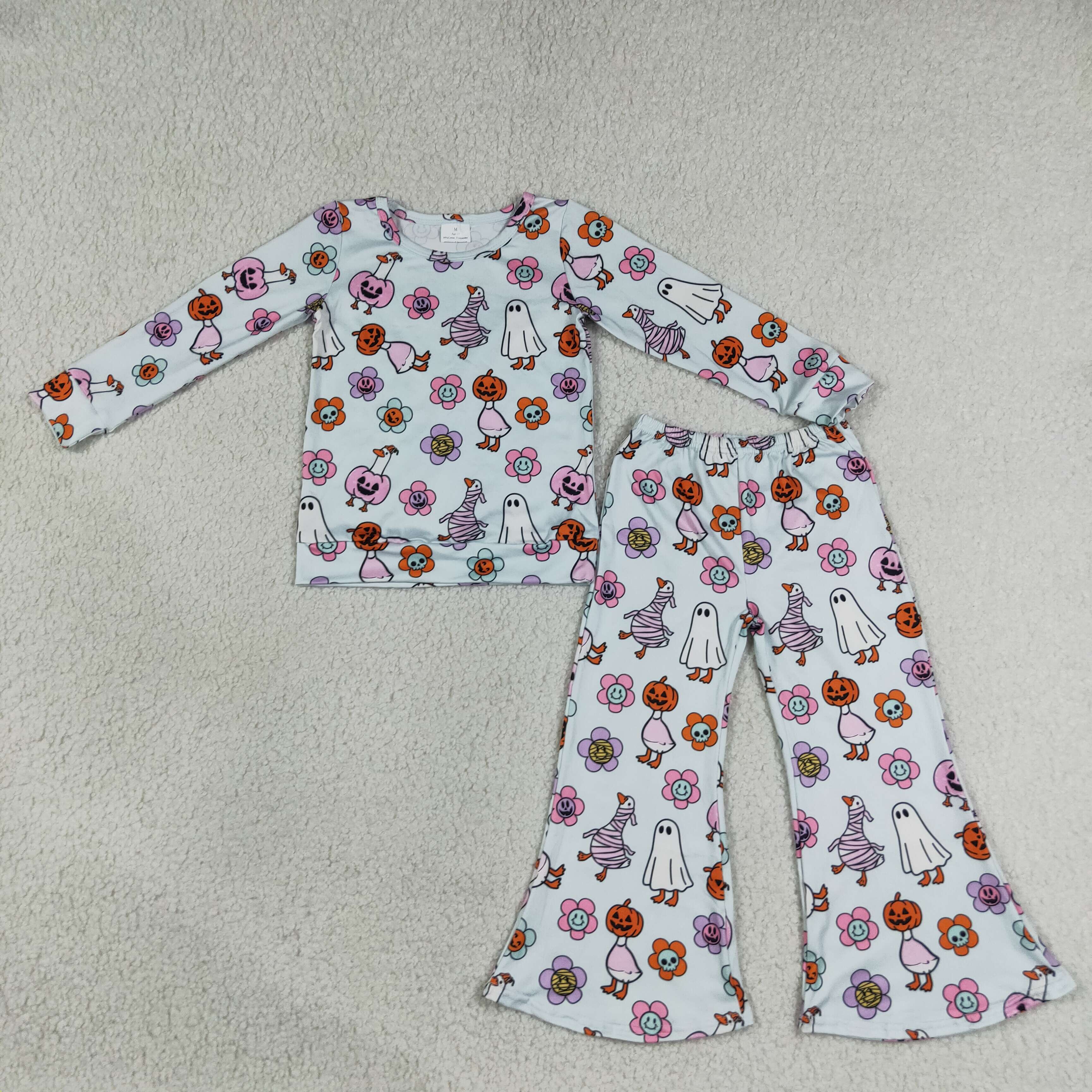 GLP3401    Halloween PUMPKIN Lantern Ghost Flowers long Sleeve Trousers Set