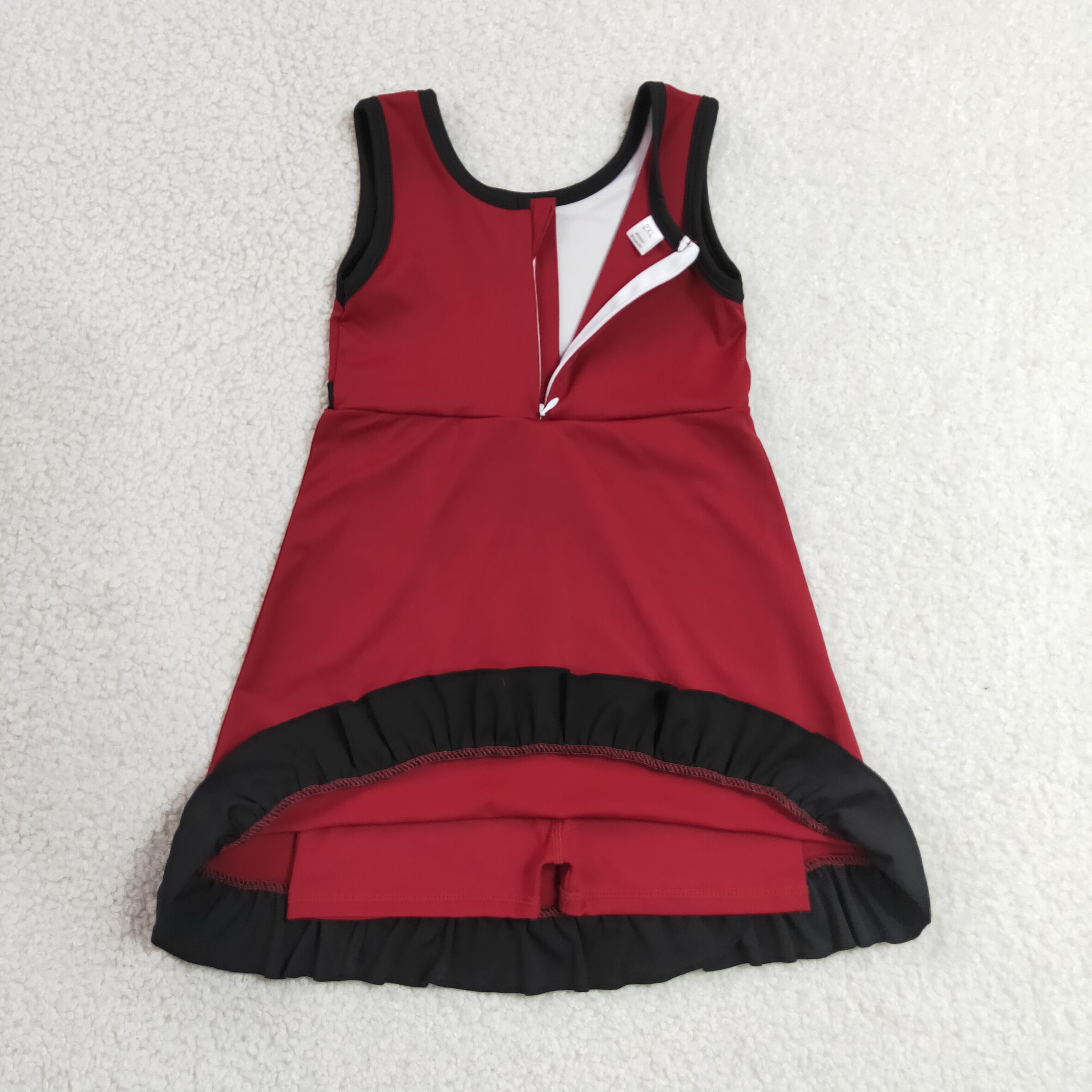 GSD4135 RTS Red black trim print active girl yoga skirt dress