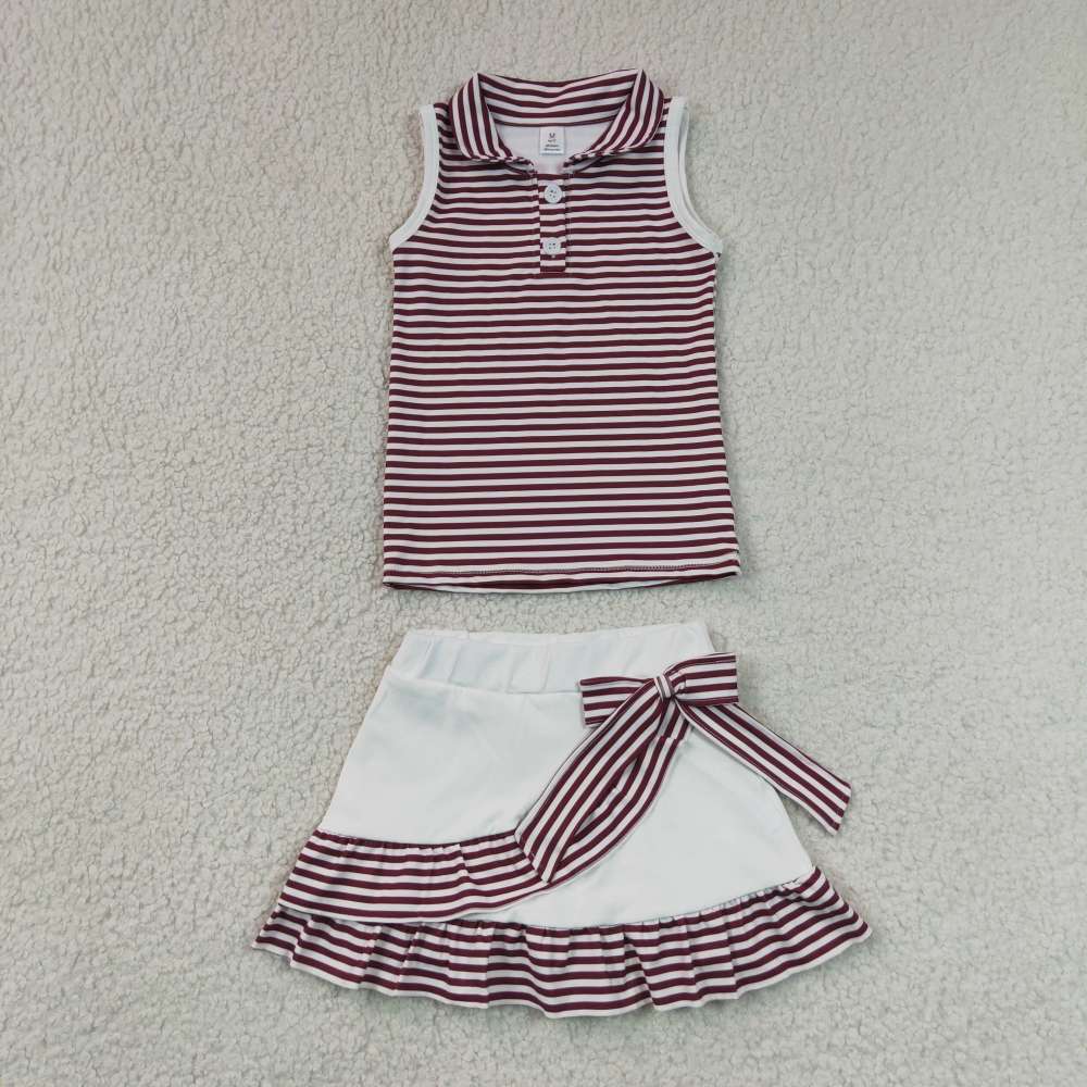 GSD3662 Dark red team print active girl yoga skirt dress