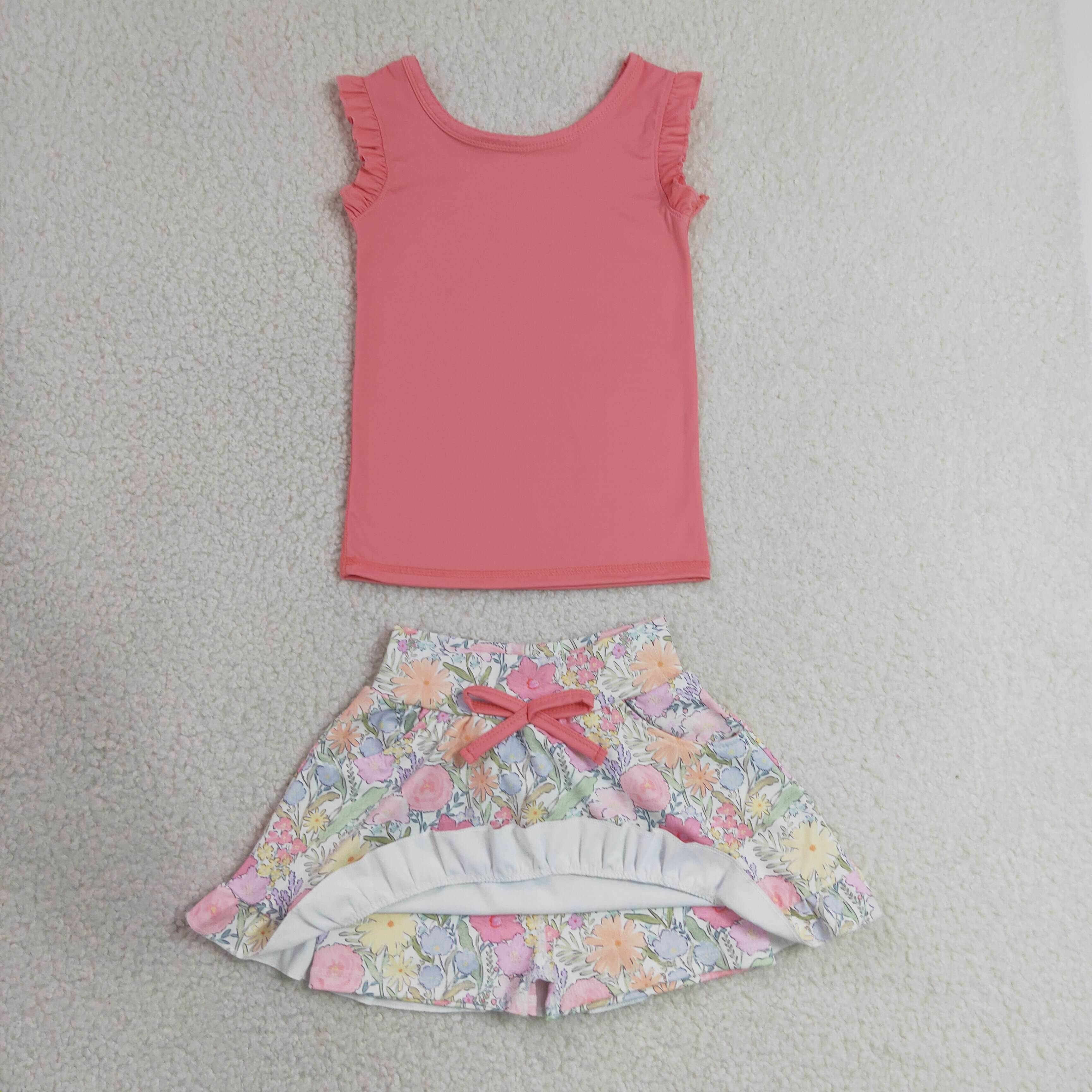 GSD3772 RTS orange flowers print active girl yoga skirt dress