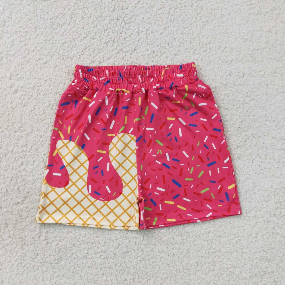 SS0636 RTS hot pink ice scream print boy summer shorts