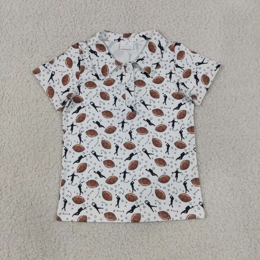 BT1324 football letter white Boy summer T-shirt