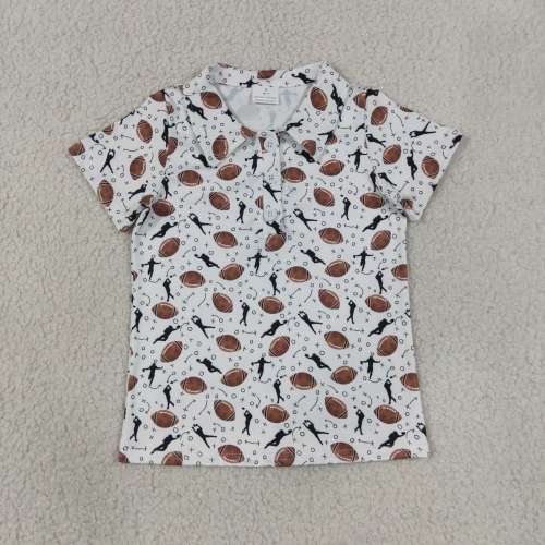 BT1324 football letter white Boy summer T-shirt