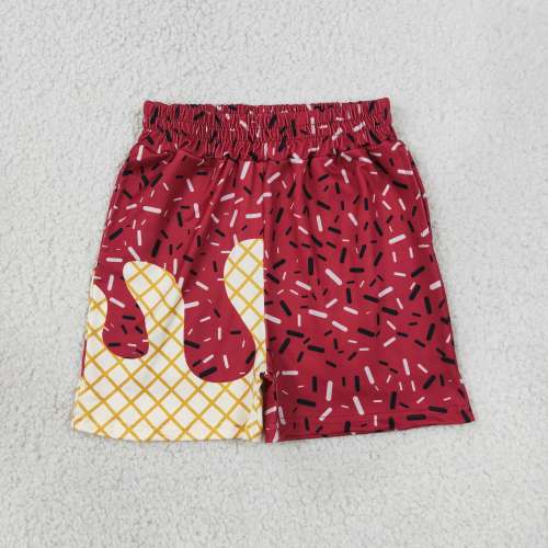 SS0638 RTS DARK red ice scream print boy summer shorts