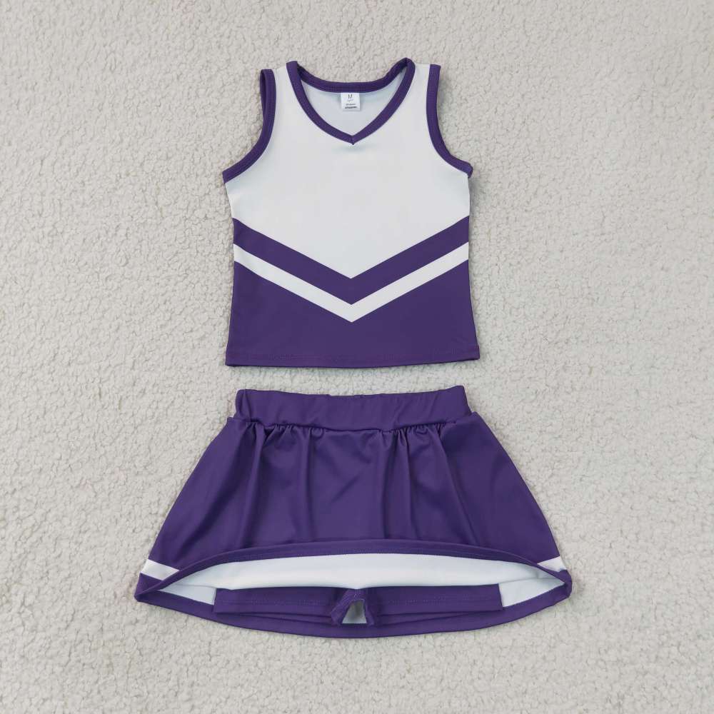 GSD4192 Purple white stripe print active girl yoga skirt dress