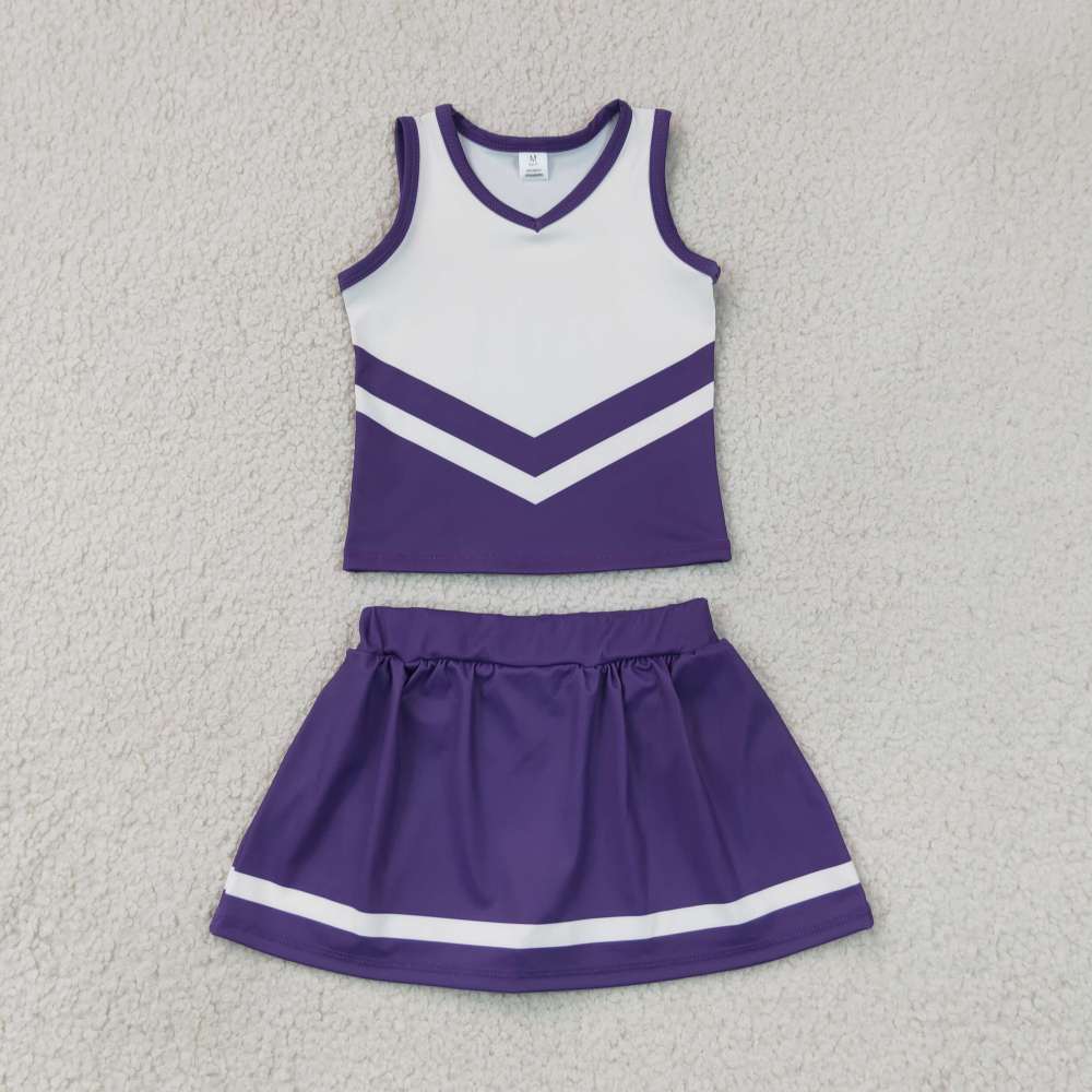 GSD4192 Purple white stripe print active girl yoga skirt dress