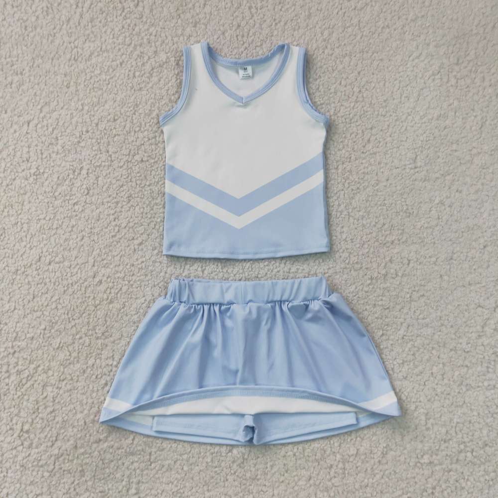 GSD4188 Blue White stripe print active girl yoga skirt team dress
