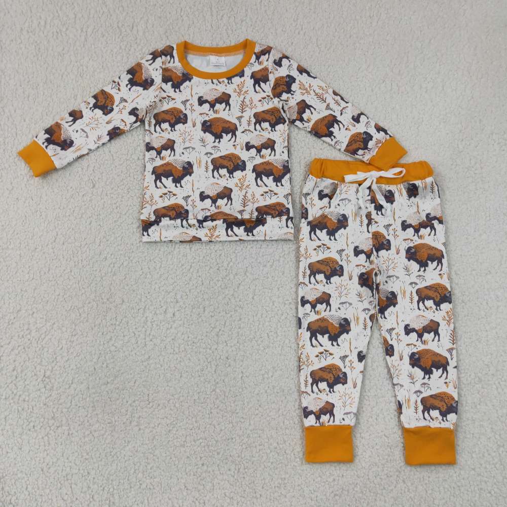 BLP1466 RTS bos grunniens print long sleeve boy outfits