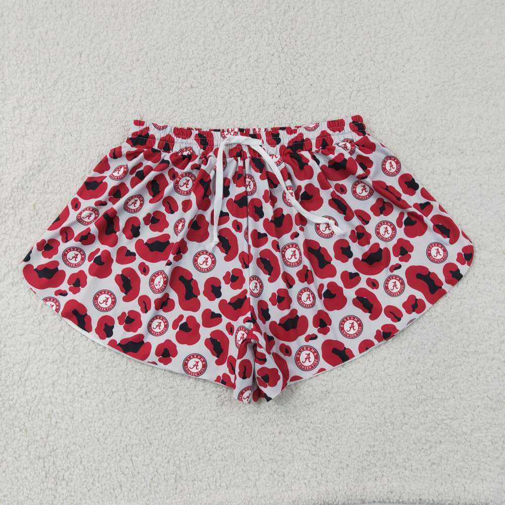SS0807  Adult women RED leopard A team yoga shorts