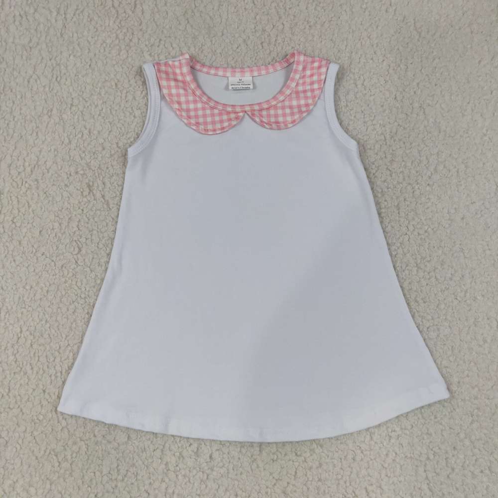 GT1706  pink doll collar solid Print girl sleeveless athletic yoga top