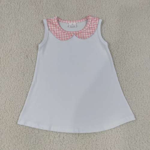 GT1706  pink doll collar solid Print girl sleeveless athletic yoga top