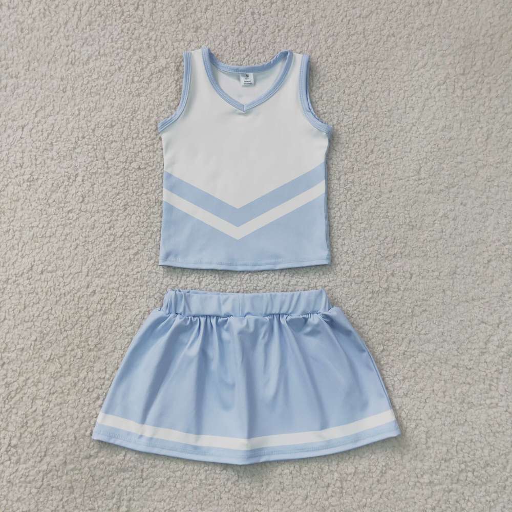 GSD4188 Blue White stripe print active girl yoga skirt team dress