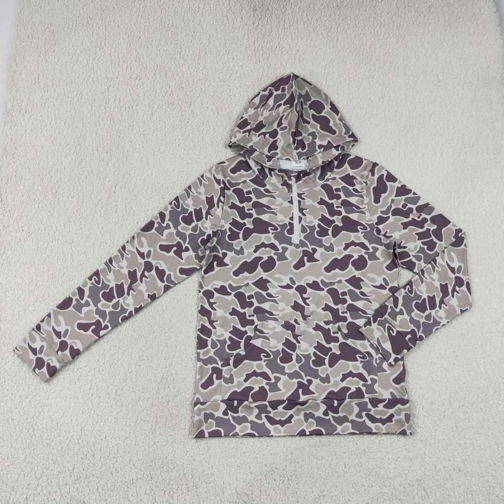 GT1707  Adult Women  camo long sleeve  hoodie pocket pullover