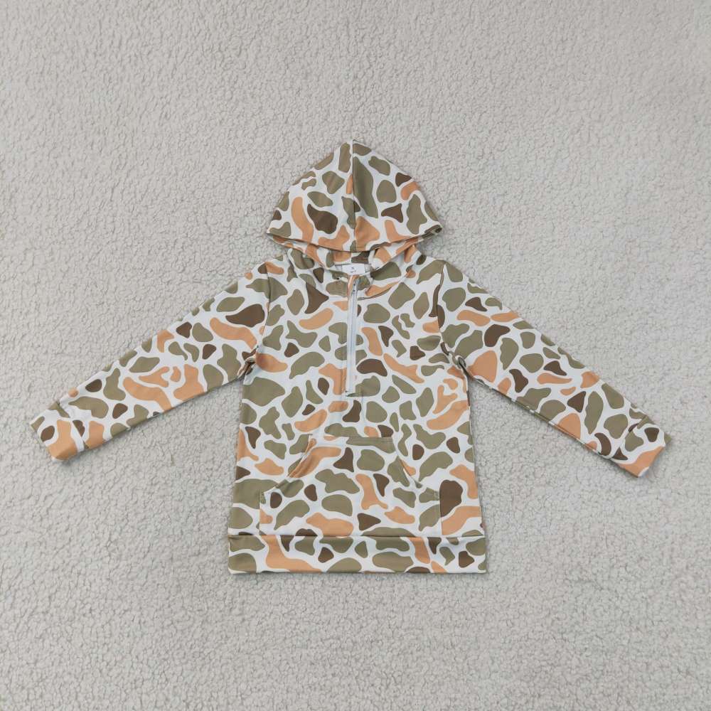 RTS BT1853 Orange green camo hoodie long sleeve boy pullover