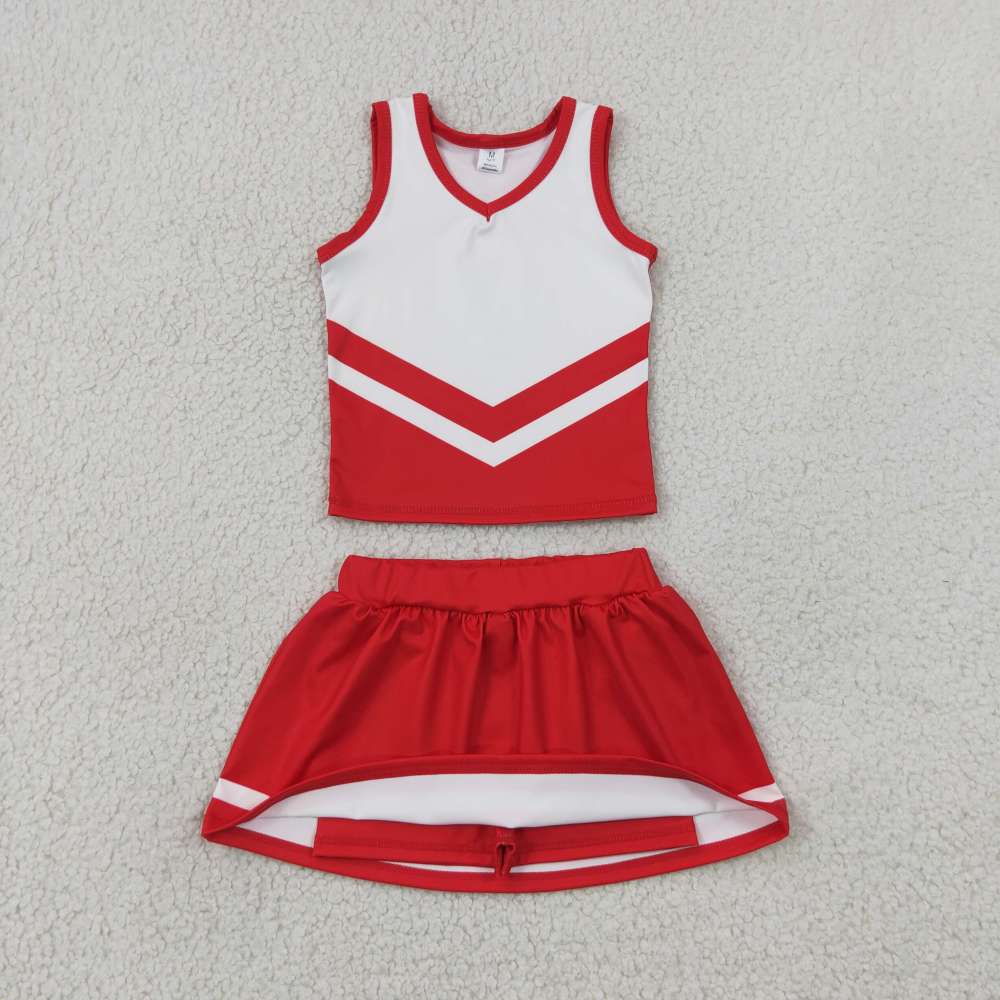 GSD4198 red white  print active girl yoga skirt team dress