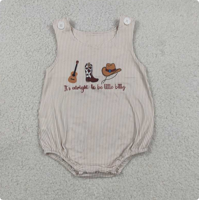 SR3335 It's alright to be a little bit bitchy guitar boots hat striped vest romper