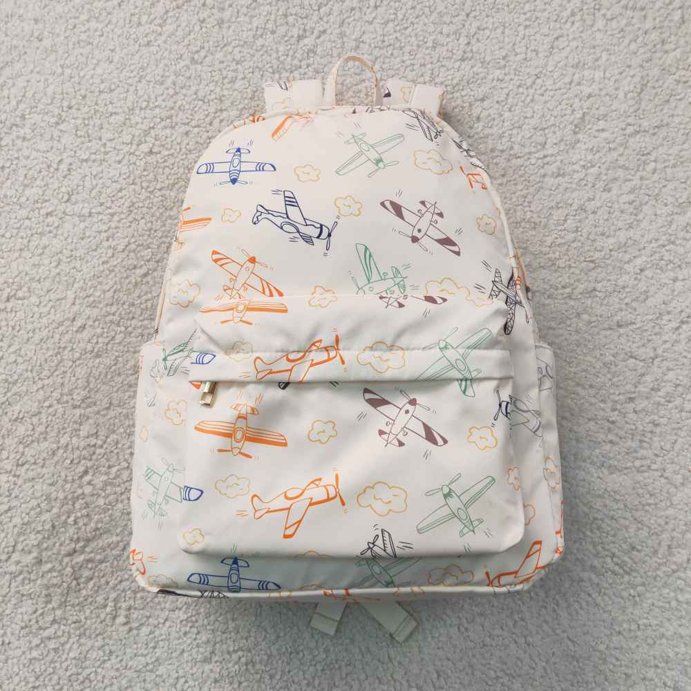 BA0220 cloudy airplane  print kids backpack